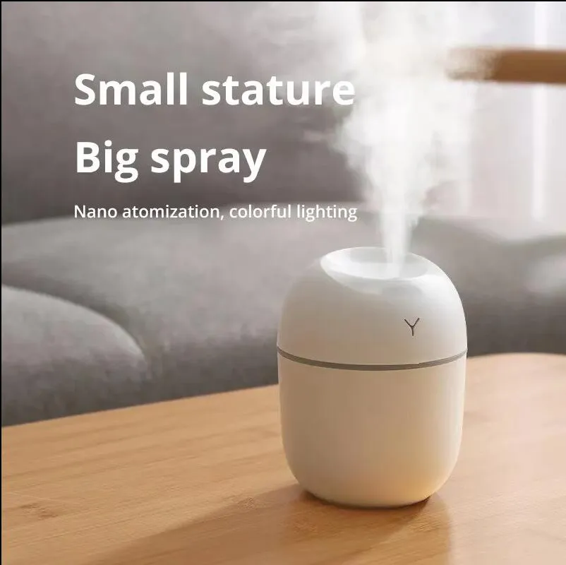 250ml mini white ultrasonic air humidifier romantic light usb  oil diffuser car purifier aroma anion mist maker