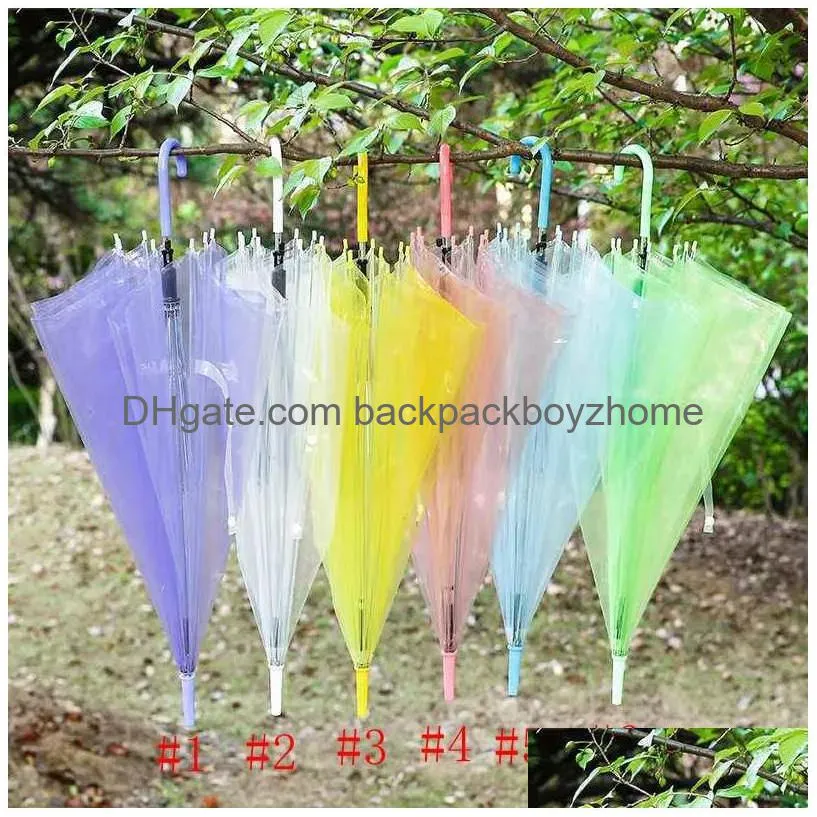 clear transparent rain umbrella pvc rain dome bubble rain sun shade long handle straight stick umbrella 90pcs