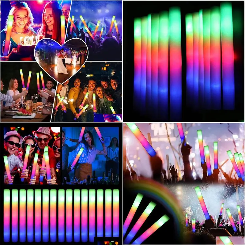Other Event & Party Supplies Rgb Led Glow Foam Stick Cheer Tube Colorf Light In The Dark Birthday Wedding Party Supplies Festival Deco Dhfxe