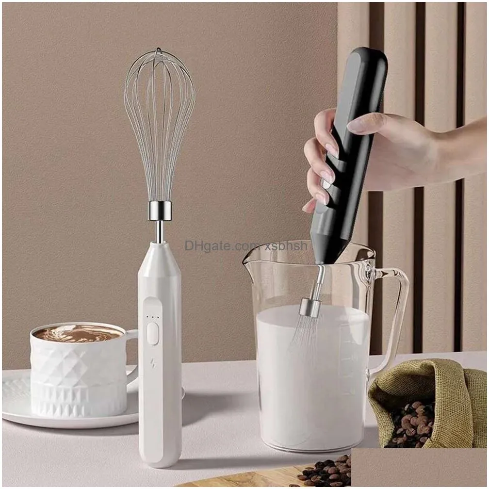  egg tools electric milk foamer blender wireless coffee whisk mixer handheld egg beater cappuccino frother mixer kitchen whisk