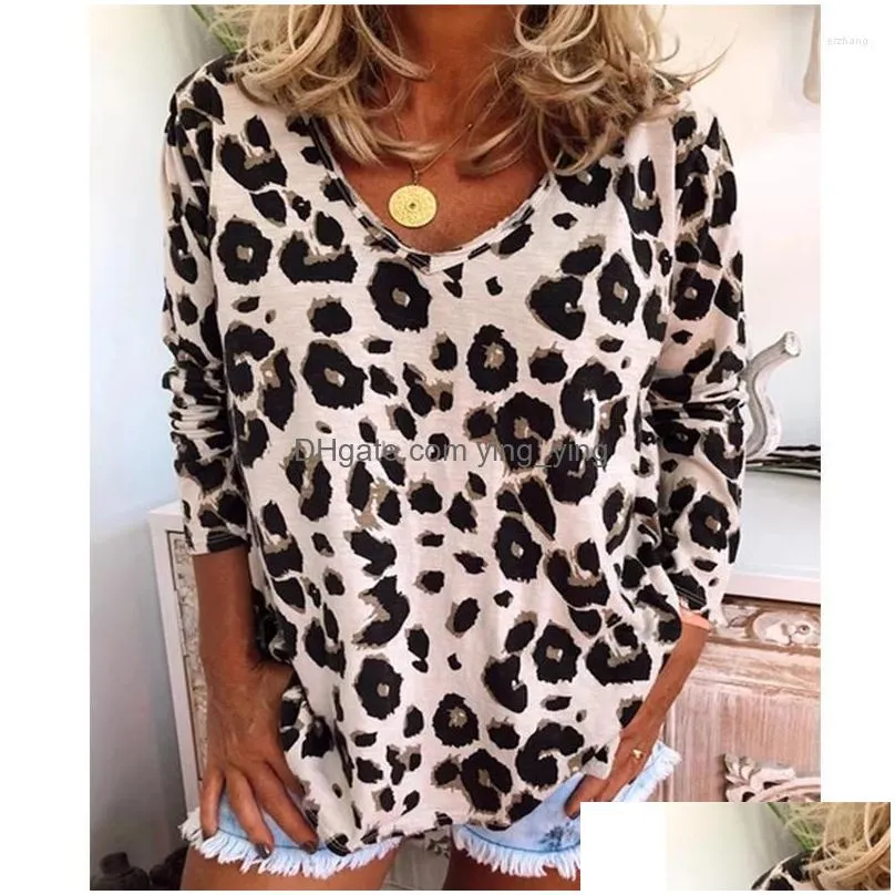 womens t shirts loose t-shirts women long sleeve v-neck tops woman pullover female fashion leopard oversized sale sexy cloth