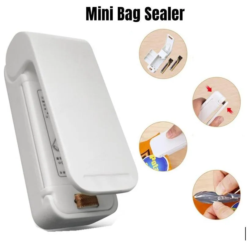 Bag Clips Portable Bag Clips Heat Sealer Plastic Packaging Storage Holder Mini Handy Sticker Food Snacks Kitchen Gadgets Drop Delivery Dhwmq