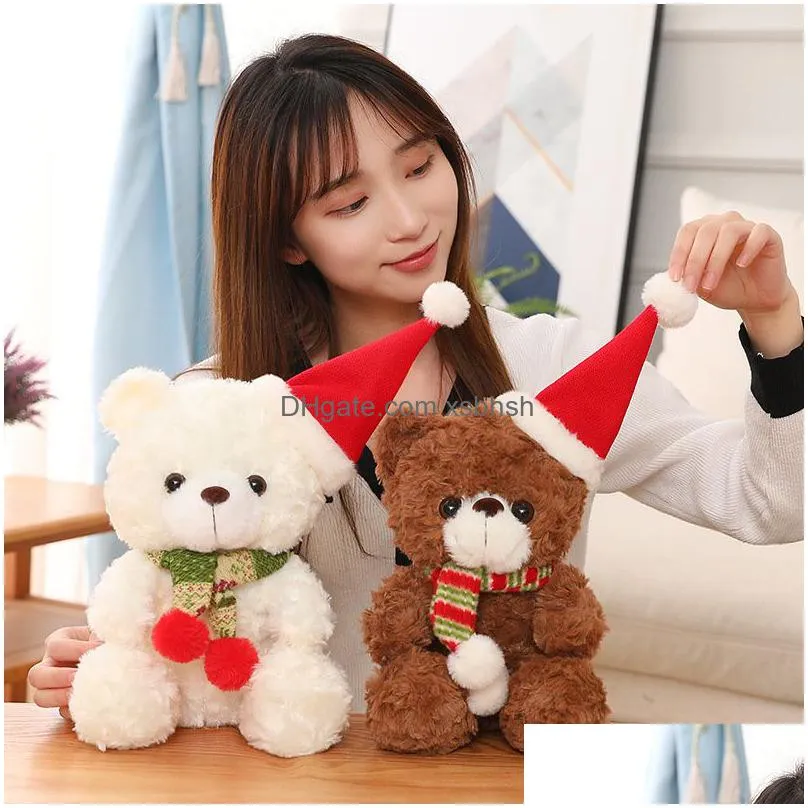 christmas bear plush toys 23cm soft christmas stuffed doll toy for kids boys girls kawaii christmas decor