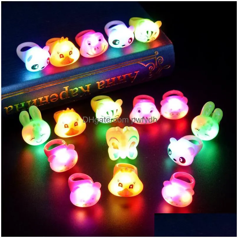 3d halloween light up ring toys cartoon finger glowing fun toys for kids adults party event favors