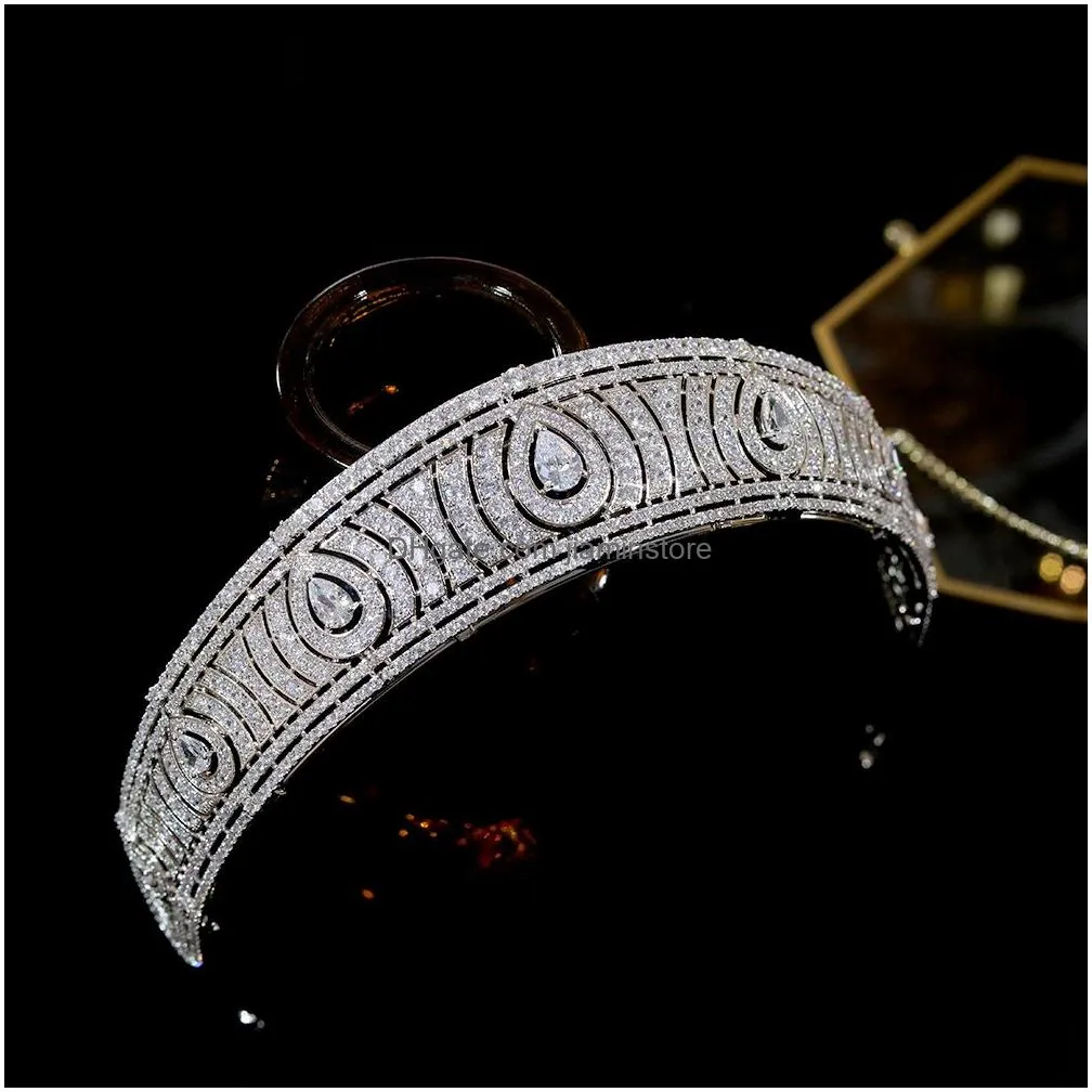 Wedding Hair Jewelry Asnora European Classic Cubic Zirconia Tiara Royal Princess Headpiece Bridal Tiaras And Crowns Accessories 23011 Dhzzv