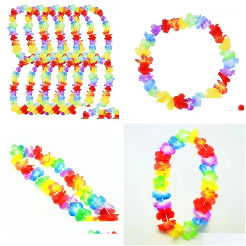 Decorative Flowers & Wreaths Ups Hawaiian Leis Party Supplies Garland Necklace Colorf Fancy Dress Hawaii Bea Drop Delivery Home Garden Dhj8N