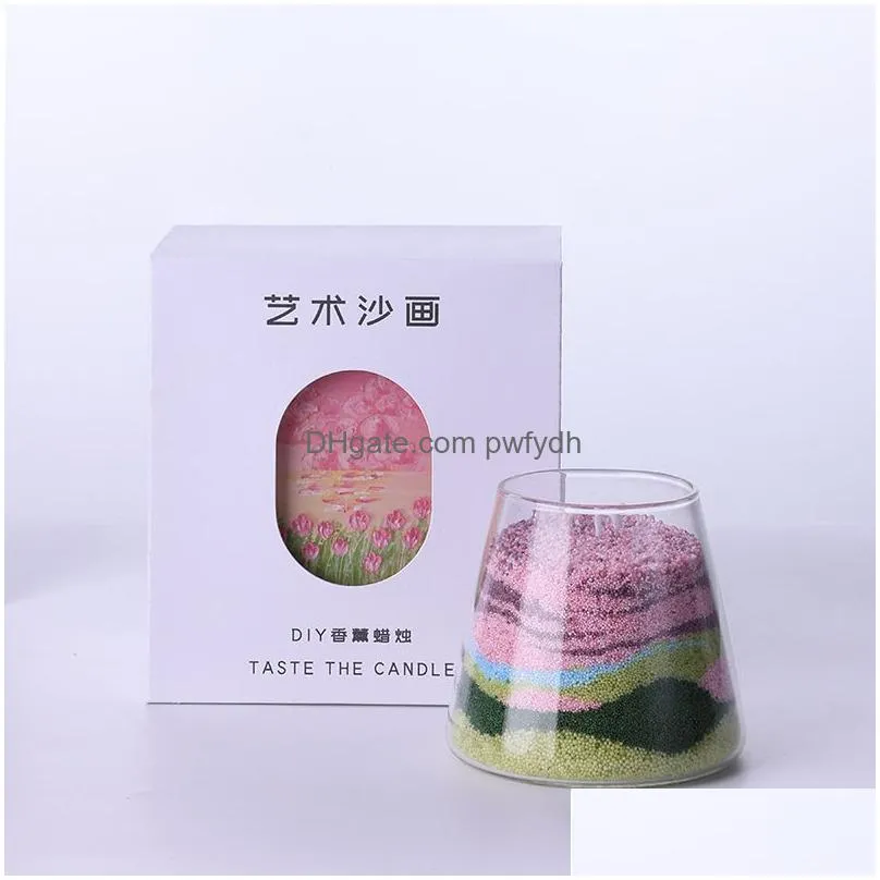 diy novelty sand wax art scented candles private label sand picture art design luxury home decoration candle