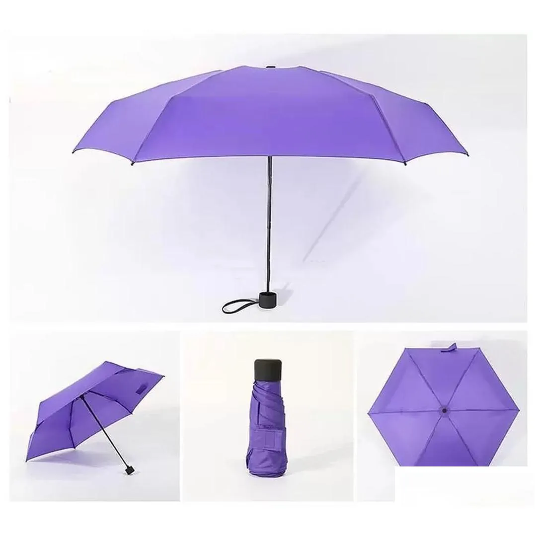 Umbrellas Ups Mini Sunny And Rainy Umbrellas Pocket Umbrella Light Weight Five-Folding Parasol Women Men Portable Travel Umb Drop Deli Dh54D