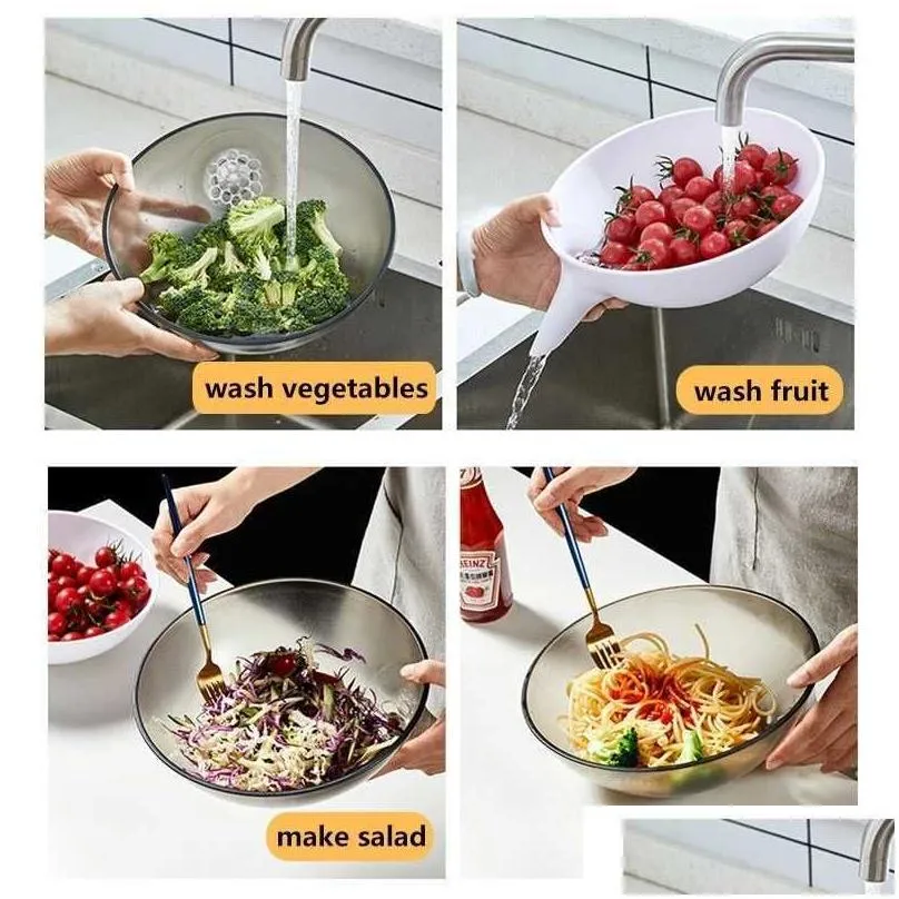 Fruit & Vegetable Tools Strainer Bowl Drainer Kitchen Funnel Rice Pasta Vegetable Washing Colander Draining Food Baskets Drop Delivery Dhsab