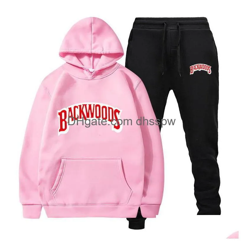 fashion brand backwoods mens set fleece hoodie pant thick warm tracksuit sportswear hooded track suits male sweatsuit tracksuit