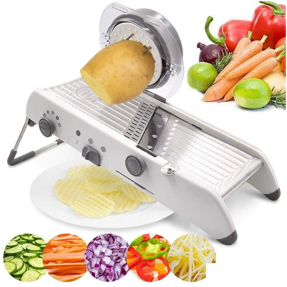 Fruit & Vegetable Tools 18 Types Adjustable Mandoline Slicer Stainless Steel Vegetable Jienner Grater Onion Potato Cutter Kc0326 Drop Dh2Vf