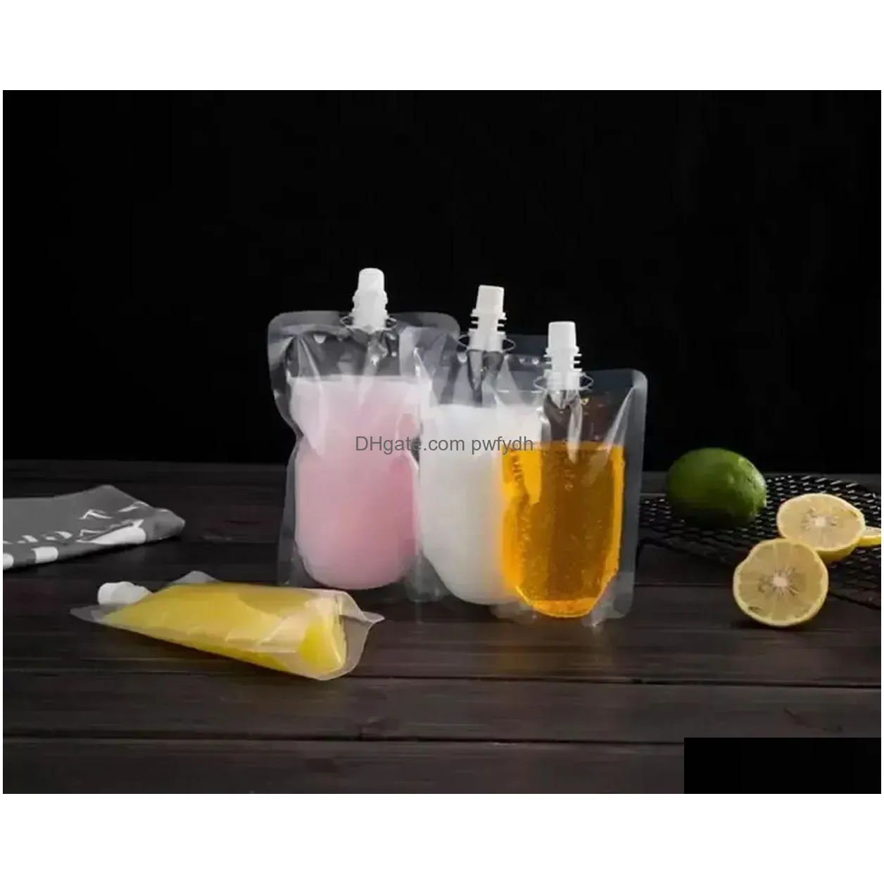 20 silk stand-up plastic drink packaging bag spout pouch for beverage liquid juice milk coffee 200-500ml fast delivery