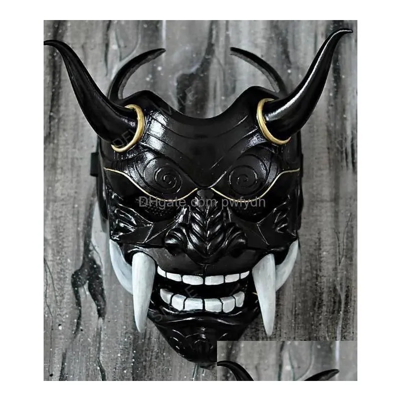 party masks seal red prajna cosplay japanese bull devil grimace horns mask