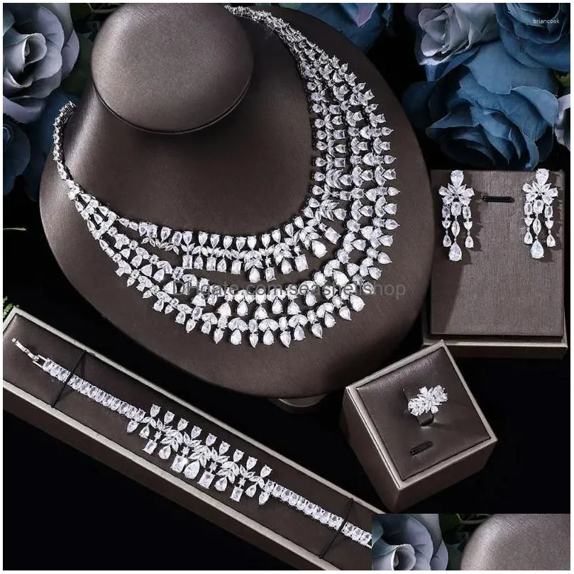 Earrings & Necklace Necklace Earrings Set 2024 Selling African 4-Piece Bridal Jewelry Fashion Dubai Womens Wedding Party Accessories Dh6Xi