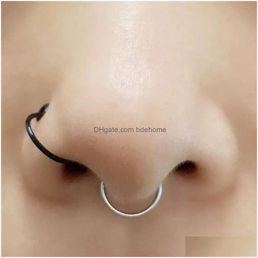 Nose Rings & Studs Nose Rings Studs 1Pcs Fake Piercing Clip On Septum Earing Non Daith Earring Jewelry False Faux 230325 Drop Deliver Dhfc2