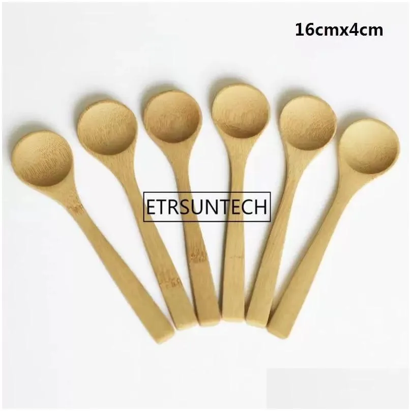 Spoons Stock 8 Size Small Bamboo Spoons Natural Eeo-Friendly Mini Honey Kitchen Coffee Teaspoon Kids Ice Cream Drop Delivery Home Gard Dhry0