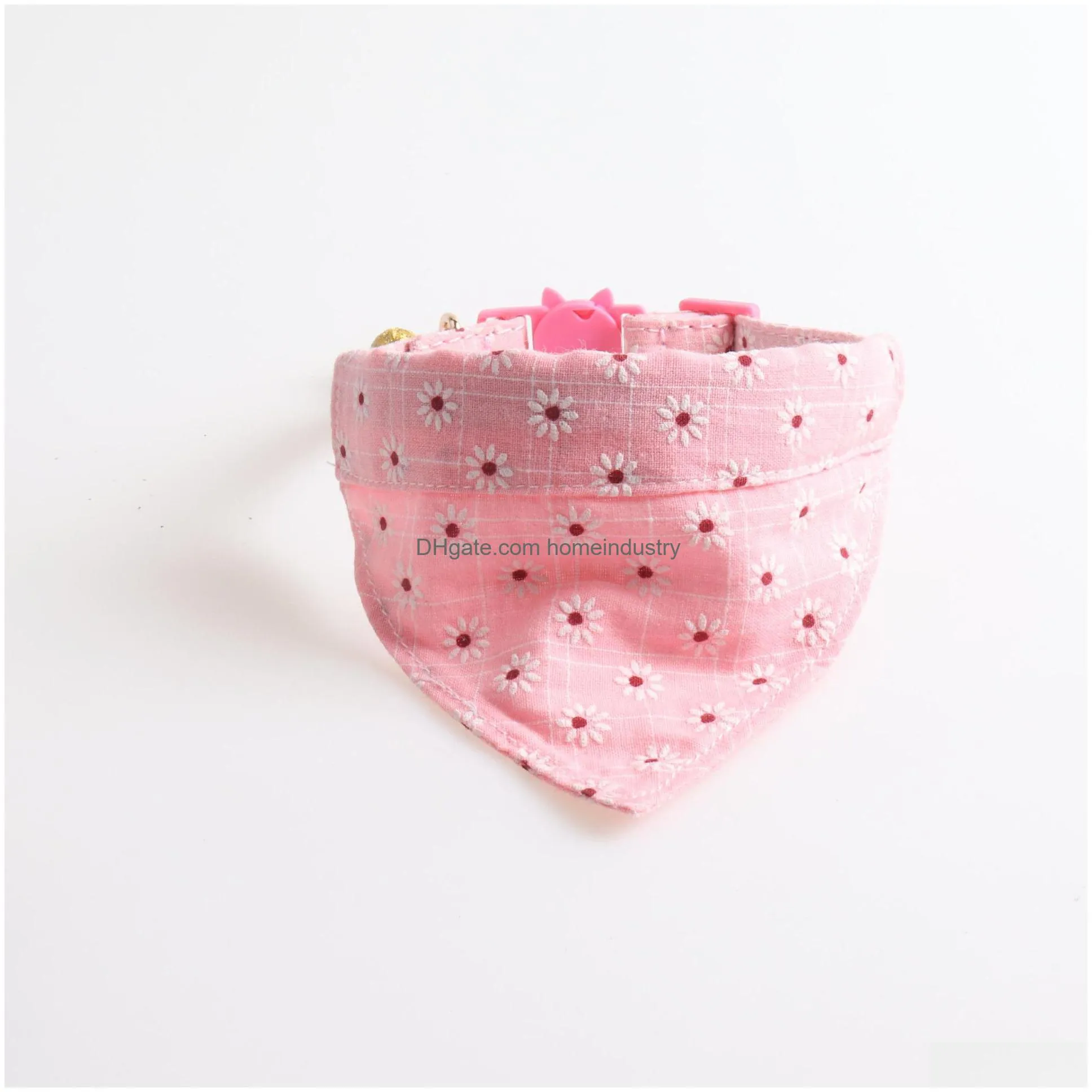 dog collars pet collar triangle scarf bow series small flower saliva towel with bell smalls and medium dogs pu material