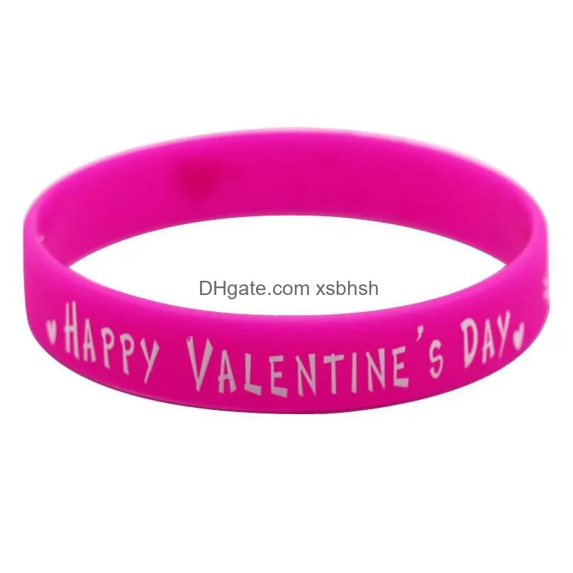 valentines day silicone bracelet rubber bracelet silicone wristbands heart pink loom accessories