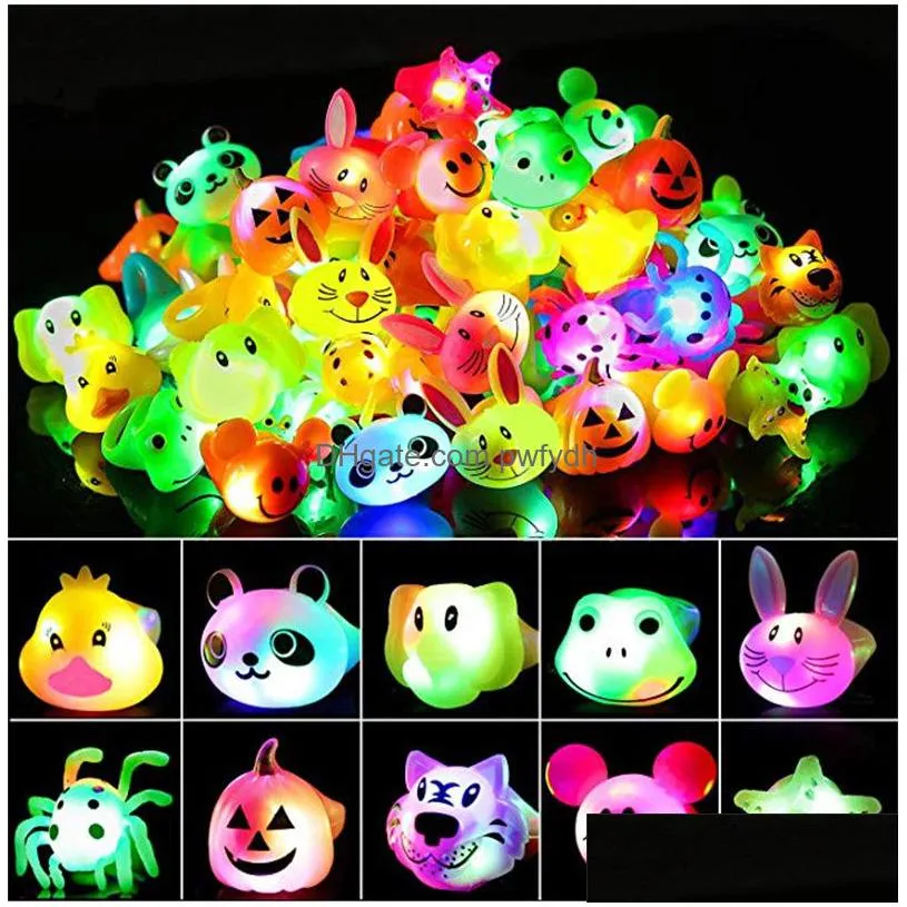 3d halloween light up ring toys cartoon finger glowing fun toys for kids adults party event favors