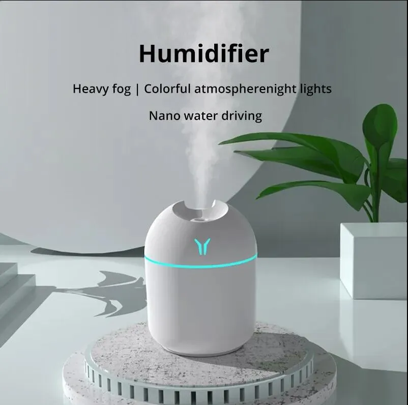 250ml mini white ultrasonic air humidifier romantic light usb  oil diffuser car purifier aroma anion mist maker