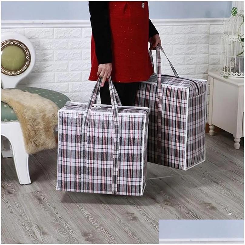 Storage Bags 1Pc Big Capacity Jumbo Portable Plastic Bags Large Zipper Reusable Strong Laundry Storage Bag Holder Pouch Organizer Wjy9 Dhpnr