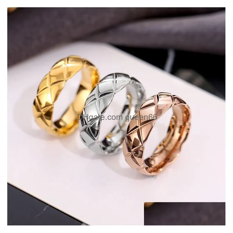 titanium stainless steel simple band ring rhombus line thick thin combination wedding 6mm couple rings