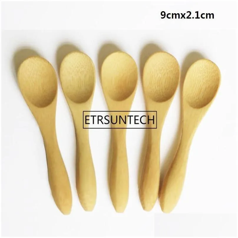 Spoons Stock 8 Size Small Bamboo Spoons Natural Eeo-Friendly Mini Honey Kitchen Coffee Teaspoon Kids Ice Cream Drop Delivery Home Gard Dhry0