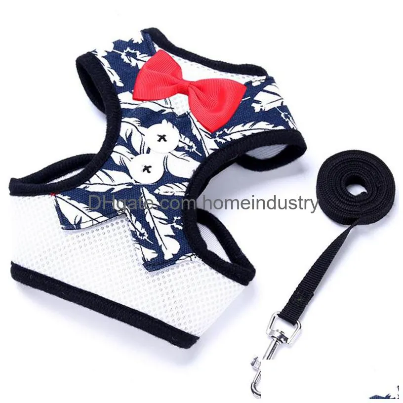  designer pet dog accessories summer dog clothes vest bow evening dress dog harness and traction rope set pet supplies wholesale