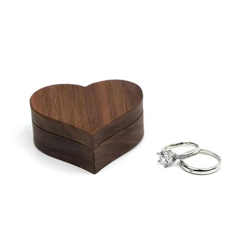 Storage Boxes & Bins Stock Wooden Jewelry Storage Boxes Blank Diy Engraving Wedding Retro Heart Shaped Ring Box Creative Gift Packagin Dhjyv