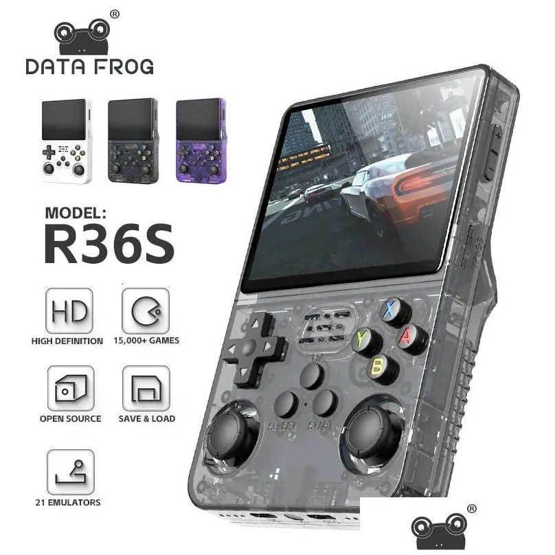 Portable Game Players Data Frog R35S Plus R36S Retro Handheld Video Console Linux System 3 5 Inch IPS Screen Pocket Player 231128