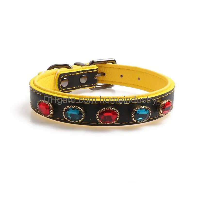  designer pet dog accessories leather dog collar with gemstone dog collar soft leather collar with gemstone for large and medium