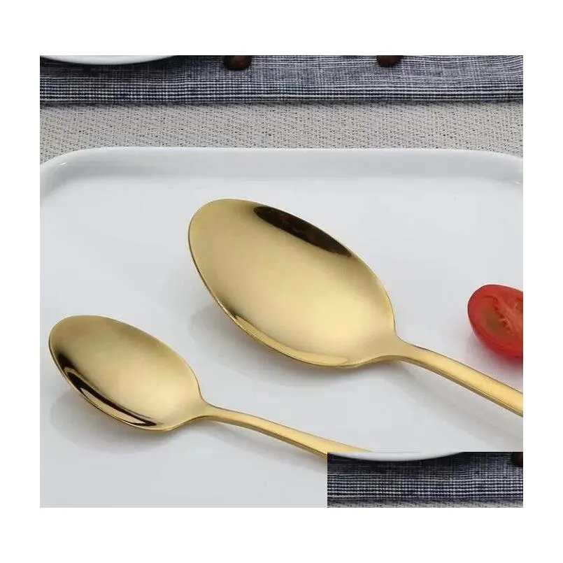 Flatware Sets Gold Sier Stainless Steel Food Grade Sierware Cutlery Set Utensils Include Knife Fork Spoon Teaspoon Wholesale Drop Del Dhtq3