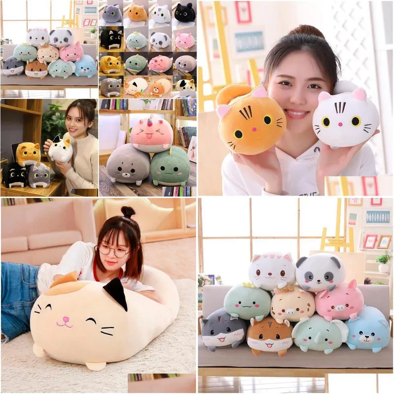 Party Favor Party 2030Cm Kawaii Animal Doll P Toy Small Soft Dinosaur Pig Emotion Cat Panda Frog Seal Hamster Pie Peluche Pillow Gift Dhfbj