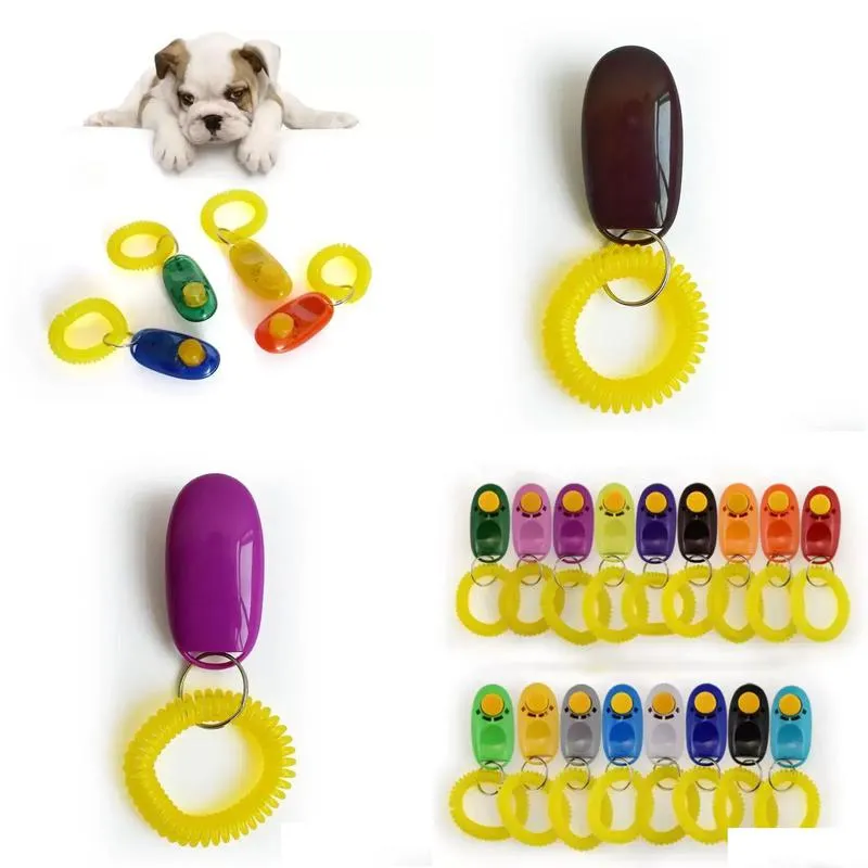 Dog Training & Obedience Pet Cat Dog Training Clicker Plastic New Dogs Click Trainer Transparent Clickers With Bracele Wholesale Drop Dhkpj