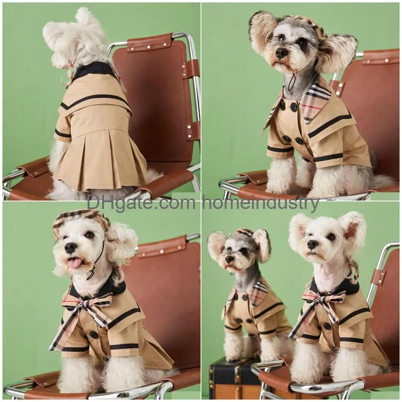 dog apparel dogs clothes spring and autumn style korean version cute skirt teddy schnauzer than bear method pet khaki windbreaker coat