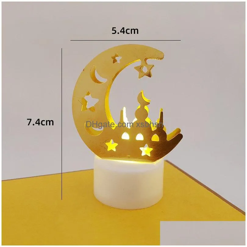 eid mubarak night light middle east festival party candle warmer islamic lamp decoration hollow out castle eid lamp