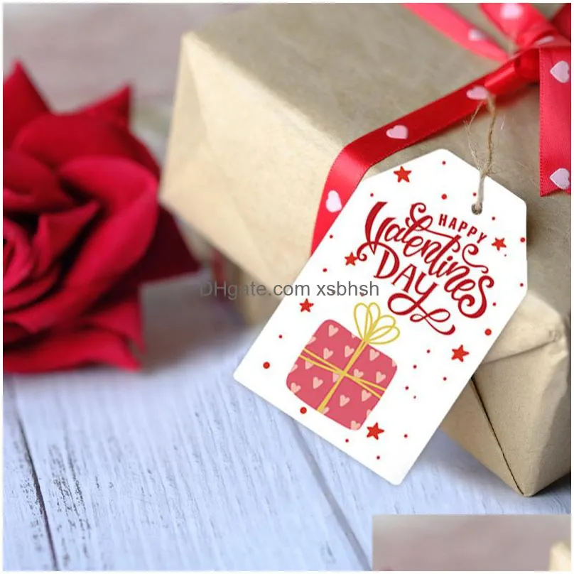 60pcs valentines day tag label gifts wrapping paper hanging tags happy valentines day gift decoration
