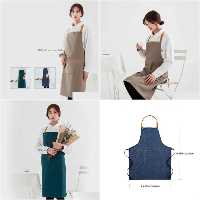  unisex thickened kitchen apron denim canvas apron waterproof home kitchen cleaning tools work barber apron customized print