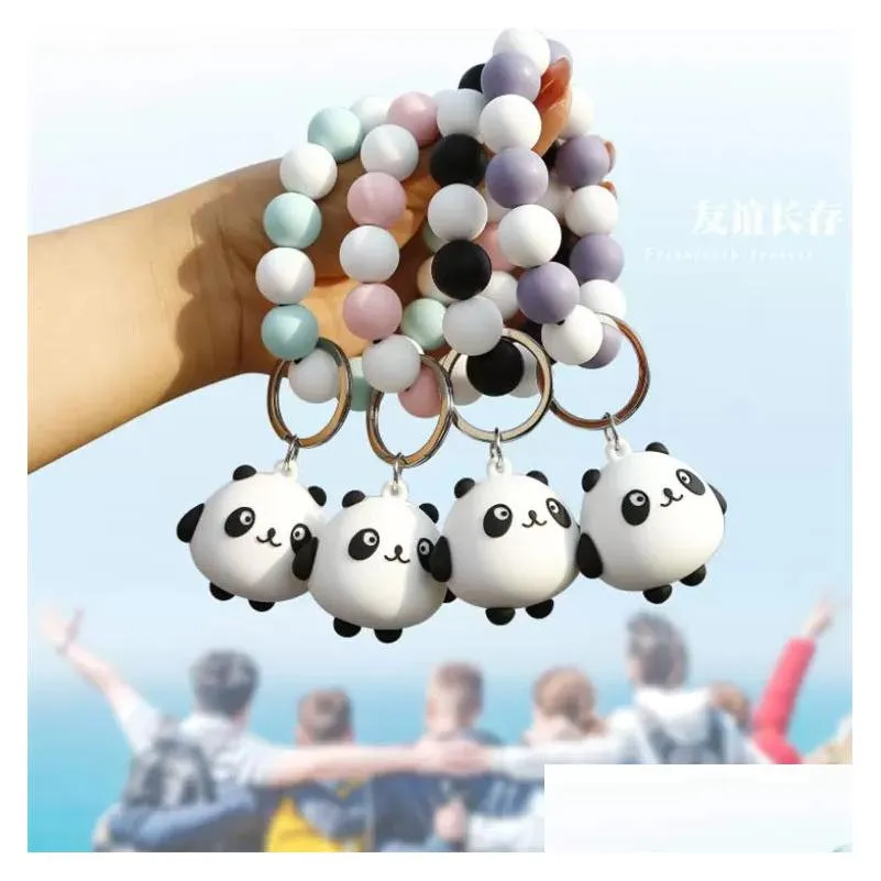 Party Favor Orders Cartoon Sile Beads Bracelets Finger Toys Keychain Spot Colors Wristbands Decoration Keyring For Shoder Bag Drop Del Dhl9V