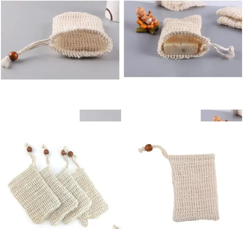 Other Bath & Toilet Supplies Natural Exfoliating Mesh Soap Saver Sisal Bag Pouch Holder For Shower Bath Foaming And Drying Wholesale D Dhmrx