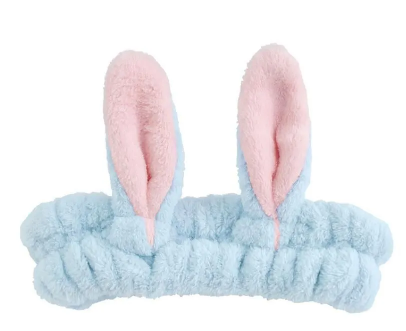 Autumn and winter new plush headdress Korean women make up wash face loose wide edge cartoon flannel rabbit ear hair band