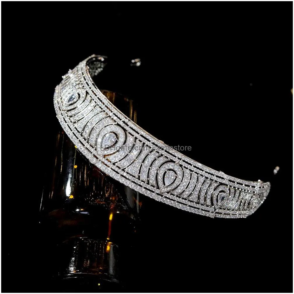 Wedding Hair Jewelry Asnora European Classic Cubic Zirconia Tiara Royal Princess Headpiece Bridal Tiaras And Crowns Accessories 23011 Dhzzv