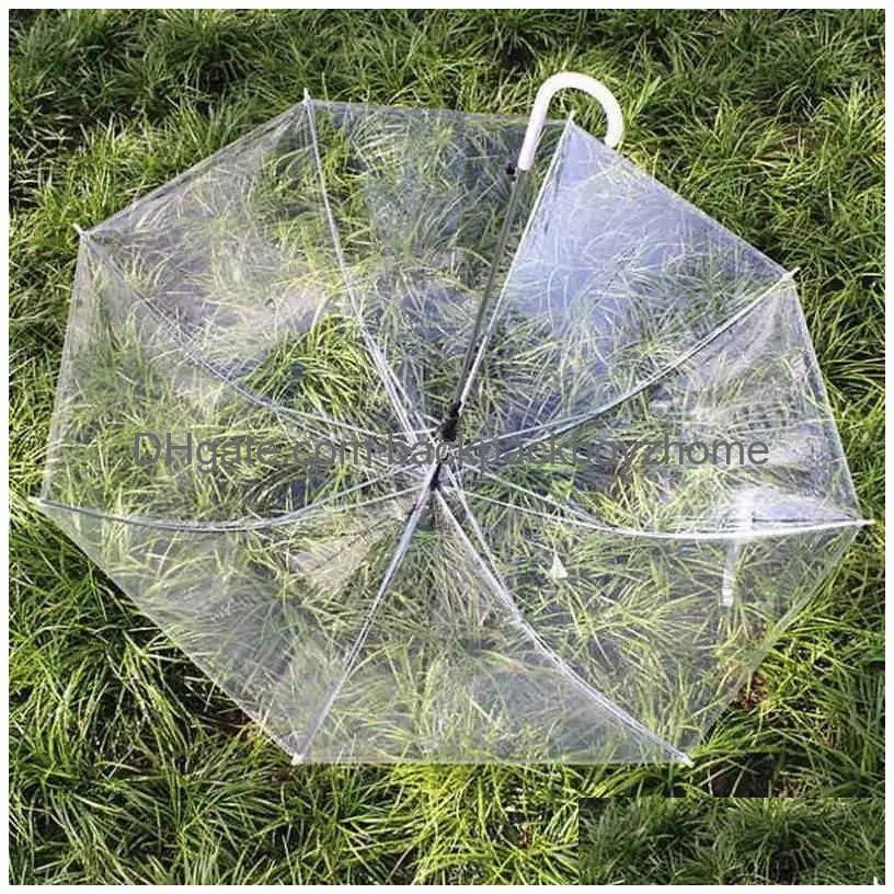 clear transparent rain umbrella pvc rain dome bubble rain sun shade long handle straight stick umbrella 90pcs