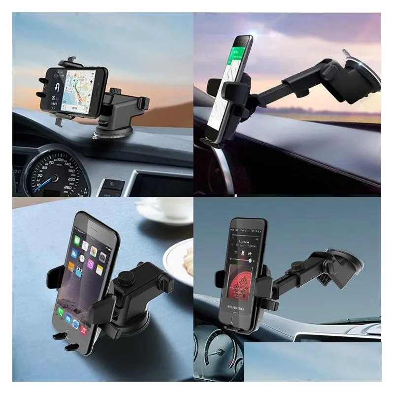 High Quality Universal Car Dash Phone Holder Auto Windshield Mount Bracket for MP3 GPS iPhone 14 13 5S 6S SE 7 8 Samsung With Retail Package by sea