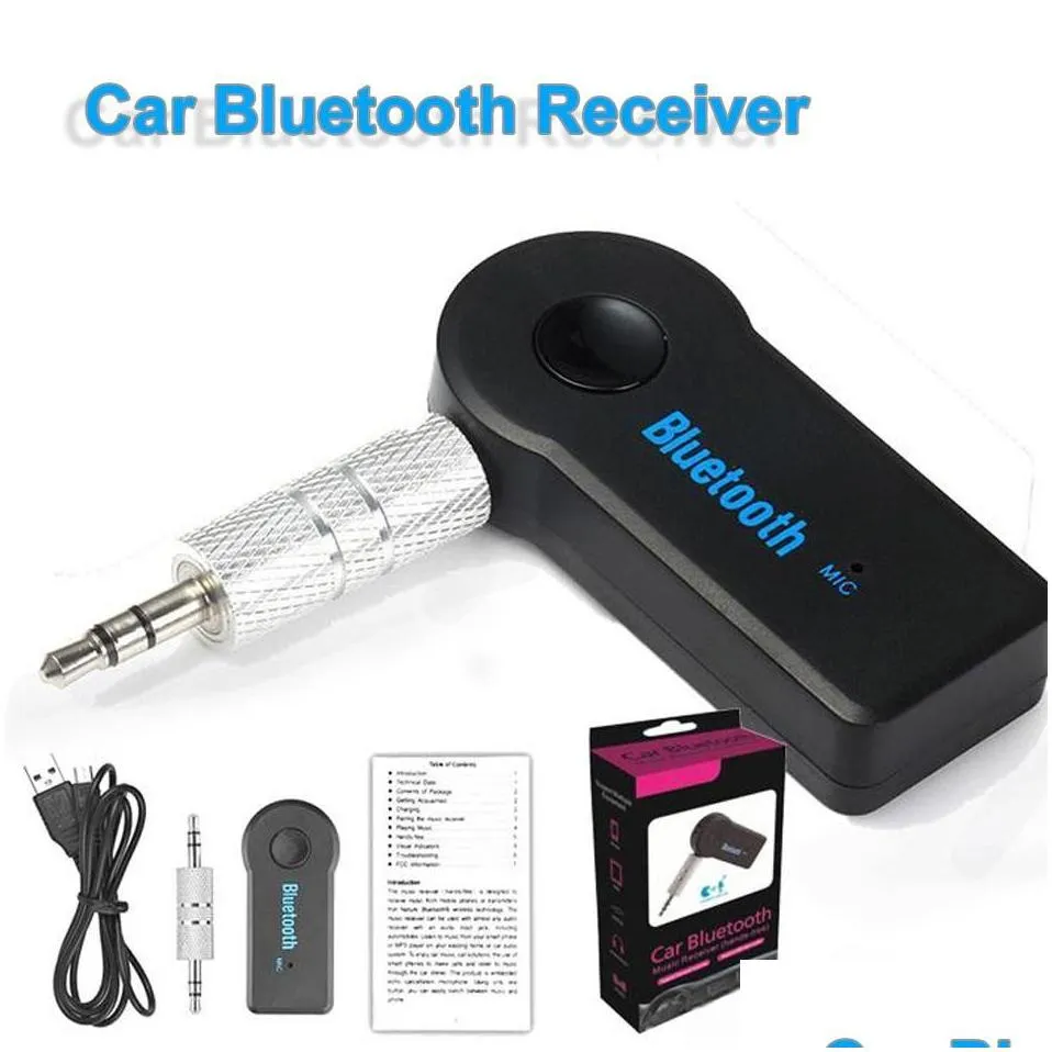 Universal 3.5mm Bluetooth Car Kit A2DP Wireless FM Transmitter AUX Audio Music Receiver Adapter Handsfree with Mic For Phone MP3 Retail