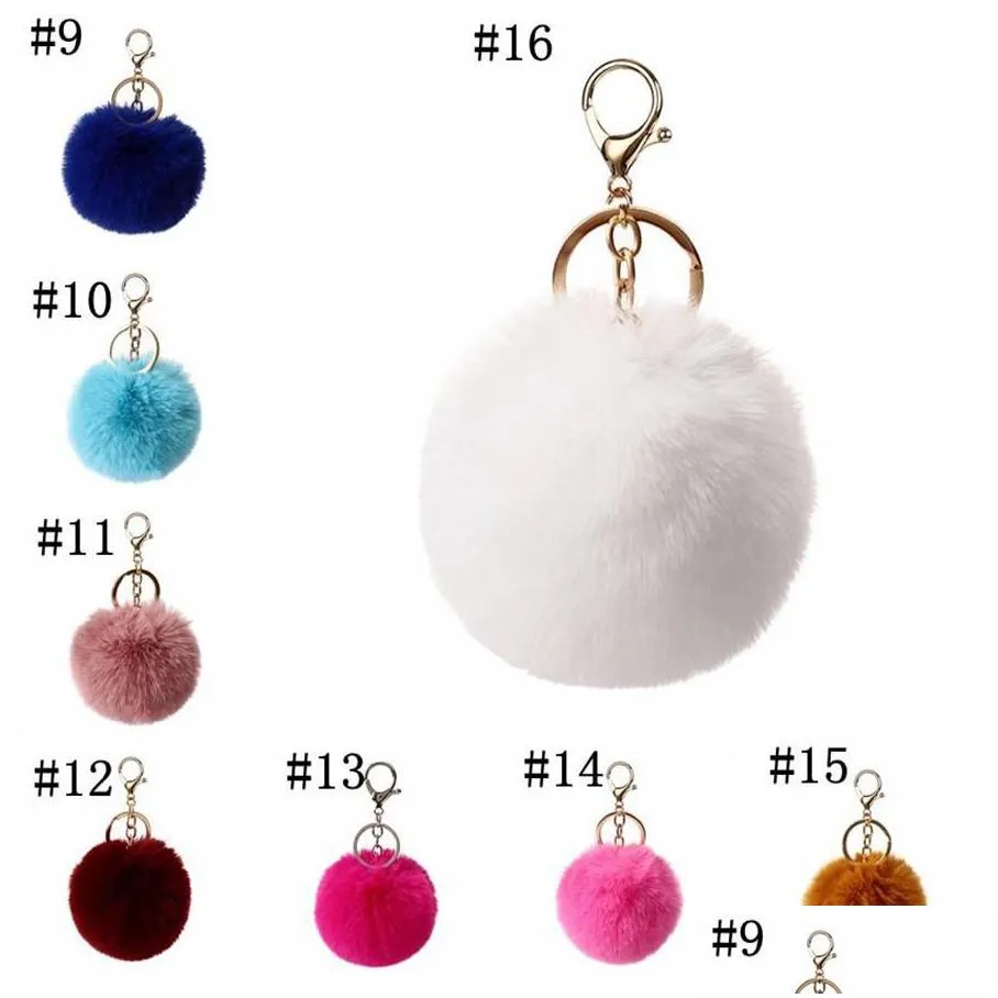 Party Favor 8Cm Imitate Rabbit Fur Ball Keychain Pom Car Handbag Keychains Decoration Fluffy Faux Key Ring Bag Accessories Drop Delive Dhazp
