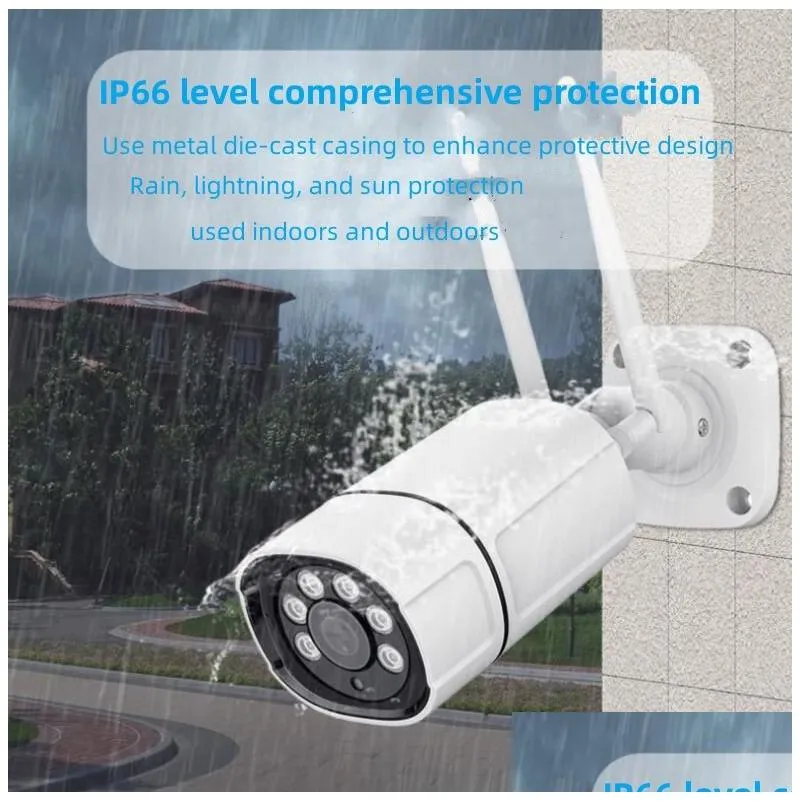 Ip Cameras WiFi camera Waterproof P Camera Hd Wifi Wireless Surveillance Camara Outdoor Ir Cut Night Vision Home Security Aa220315 Drop D