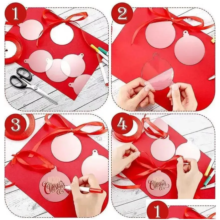 Christmas Decorations 24 Piece 3Inch Transparent Clear Circle Christmas Hangtag Diy Blank Round Acrylic Xmas Tree Ornaments Pendant Wh Dh4Qg