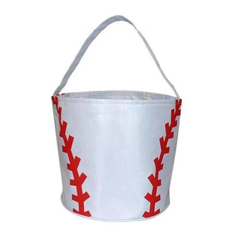 Other Festive & Party Supplies 2022 Basketball Easter Basket Sport Canvas Totes Football Baseball Soccer Softball Buckets Storage Bag Dh3Ym