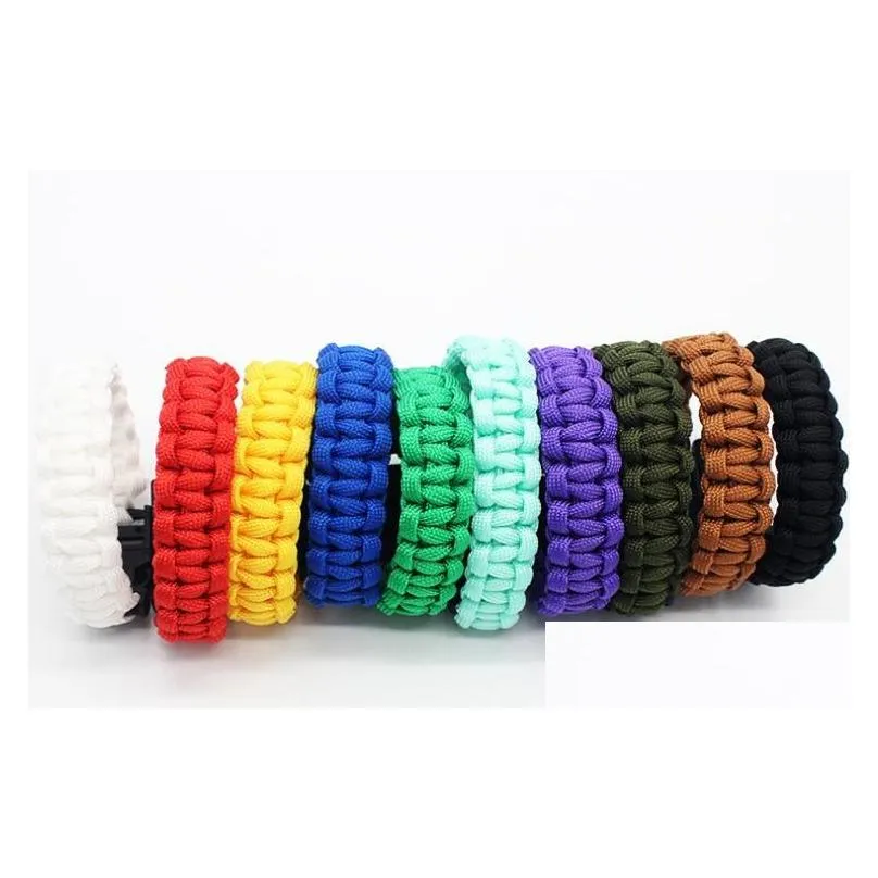 Fashion mix Colors Cord Rope Paracord Buckle Bracelets Military Bangles Sport Outdoor Survival Gadgets for Travel Camping Hiking